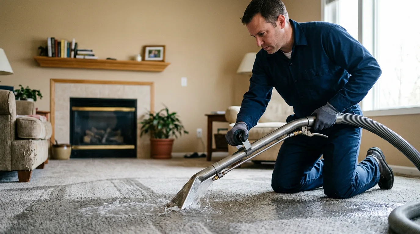 Water damage restoration technician working near Fairfax, MN